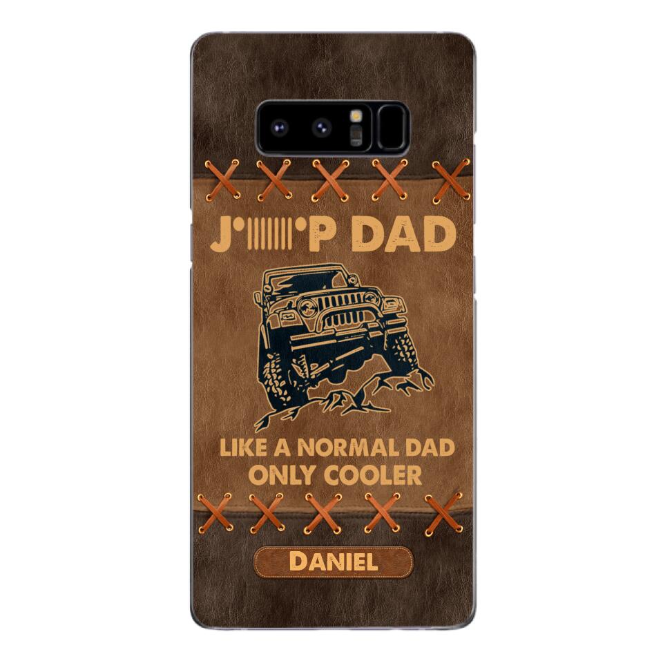 Personalized Jeep Dad Leather Print Phonecase Father's Day Gifts