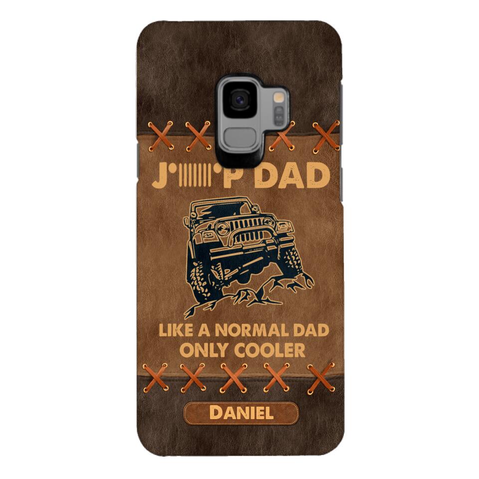 Personalized Jeep Dad Leather Print Phonecase Father's Day Gifts