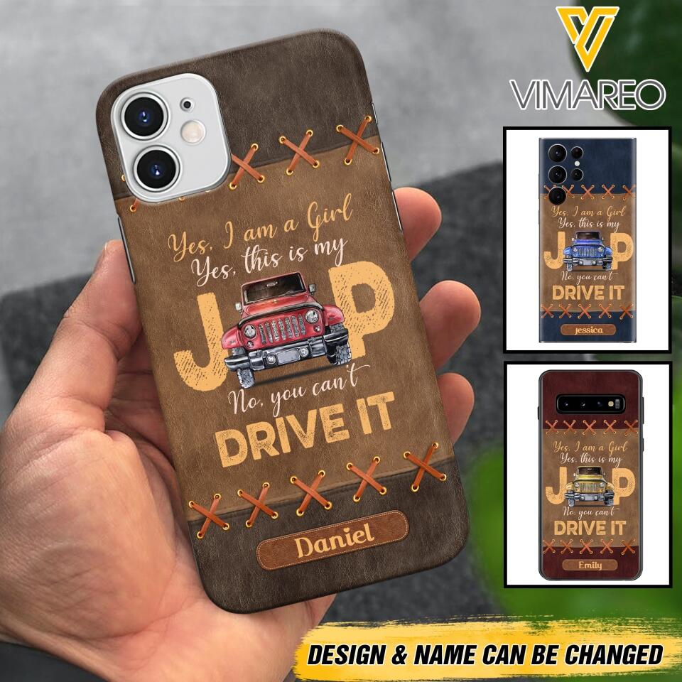 Personalized Jeep Girl Leather Print Phonecase