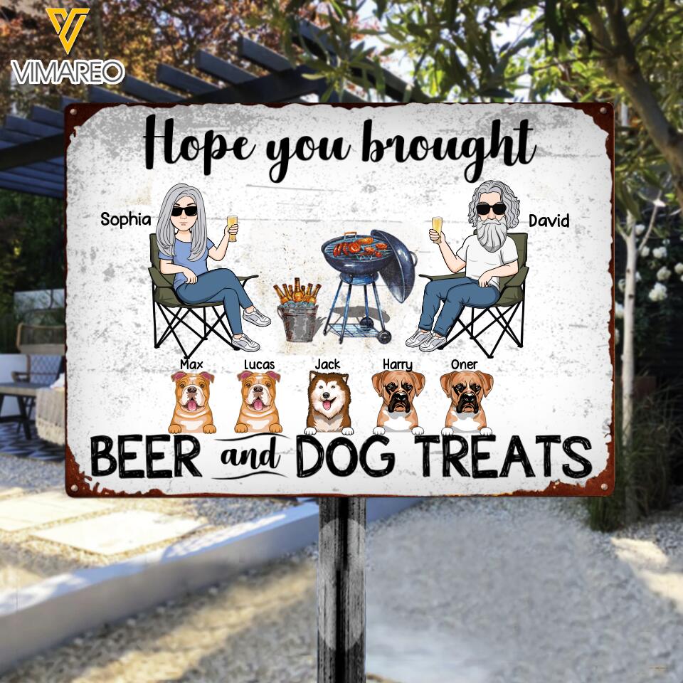 Personalized Beer And Dog Treats Metal Sign Printed 22MAY-LN04