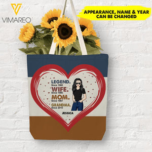 PERSONALIZED LEGEND WIFE MOM GRANDMA TOTE BAG NQHC0605