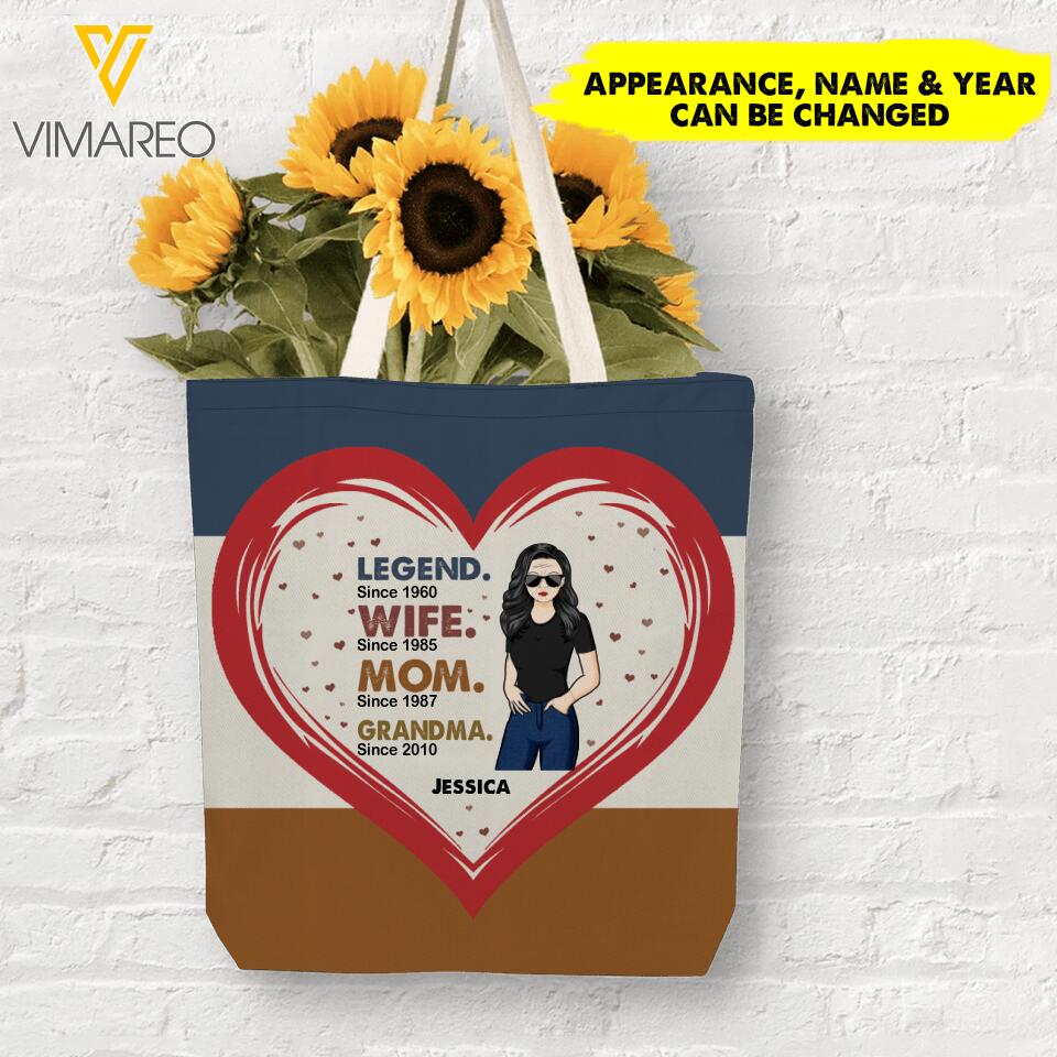PERSONALIZED LEGEND WIFE MOM GRANDMA TOTE BAG NQHC0605