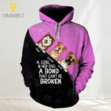 PERSONALIZED A GIRL AND HER DOG A BOND THAT CAN'T BE BROKEN HOODIE 3D PRINTED QTDT0605
