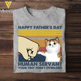 PERSONALIZED HAPPY FATHER'S DAY HUMAN SERVANT CAT TSHIRT QTHC0705