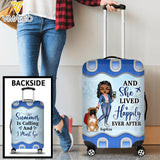 Personalized Girl and Dog Loves Traveling Luggage Cover Printed NQDT0705