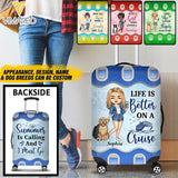 Personalized Girl and Dog Loves Traveling Luggage Cover Printed NQDT0705