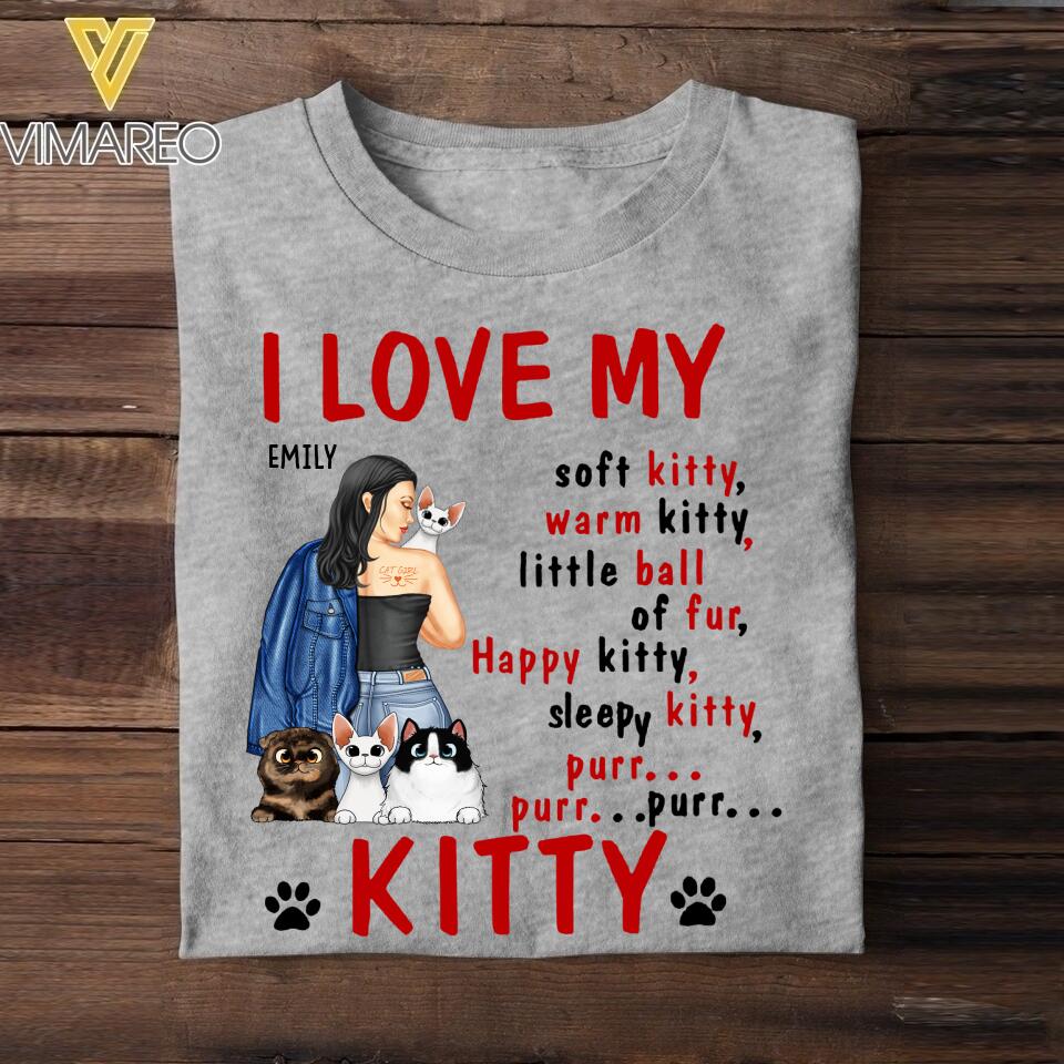 PERSONALIZED I LOVE MY KITTY CAT BREED TSHIRT QTTN0705