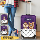 Personalized Dog Lover Purple Background Luggage Cover Printed NQTN0705
