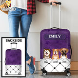 Personalized Dog Lover Purple Background Luggage Cover Printed NQTN0705