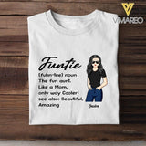 PERSONALIZED FUNTIE THE FUN AUNT LIKE A MOM TSHIRT NQVQ0705