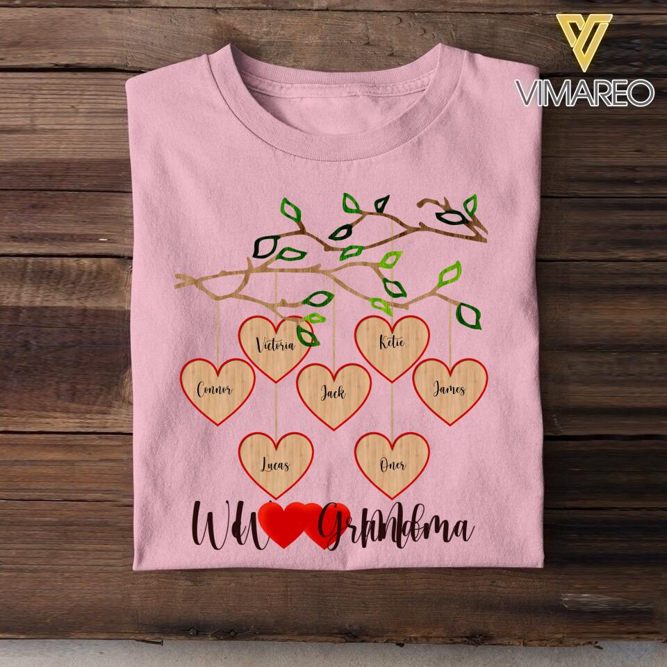 PERSONALIZED LOVE GRANDMA OR MOM KID NAME HEART TSHIRT NQDT1105