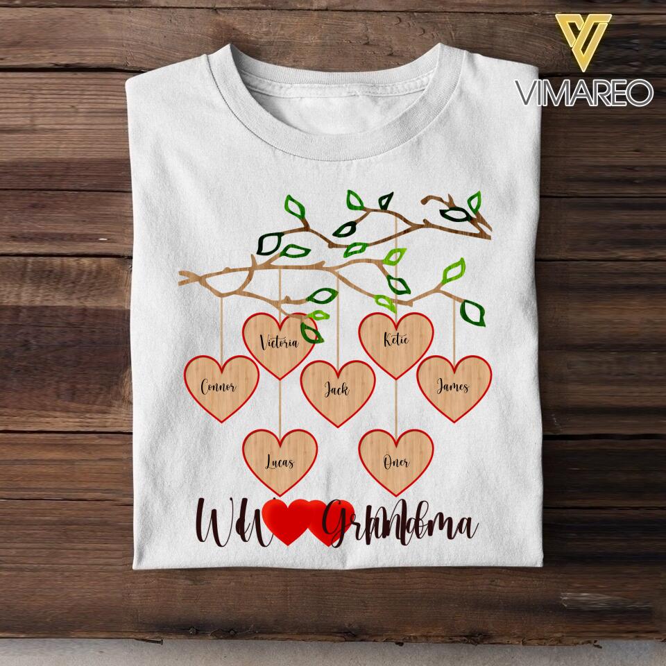 PERSONALIZED LOVE GRANDMA OR MOM KID NAME HEART TSHIRT NQDT1105
