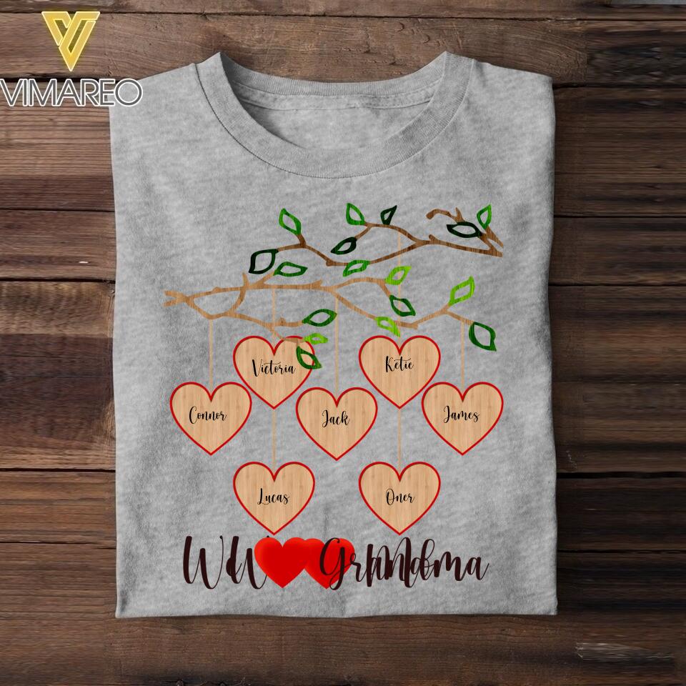 PERSONALIZED LOVE GRANDMA OR MOM KID NAME HEART TSHIRT NQDT1105