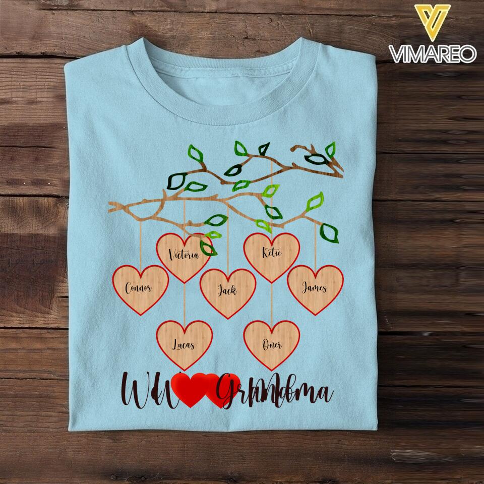 PERSONALIZED LOVE GRANDMA OR MOM KID NAME HEART TSHIRT NQDT1105