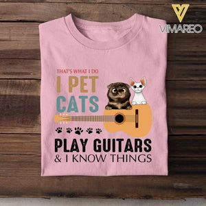 PERSONALIZED THAT'S WHAT I DO I PET CATS PLAY GUITARS TSHIRT QTDT1205