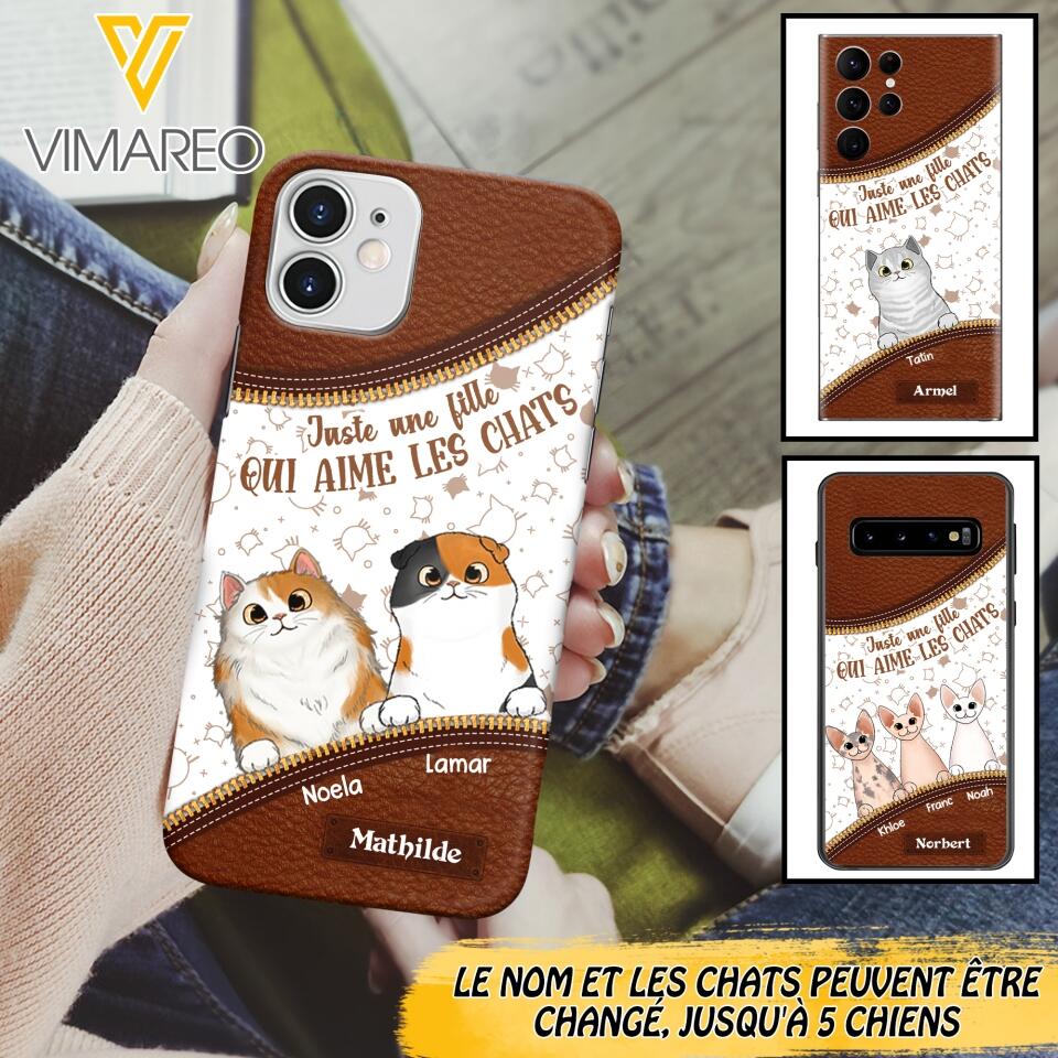 Coque de téléphone personnalisée pour amoureux des chats imprimée 22MAY-DT12
