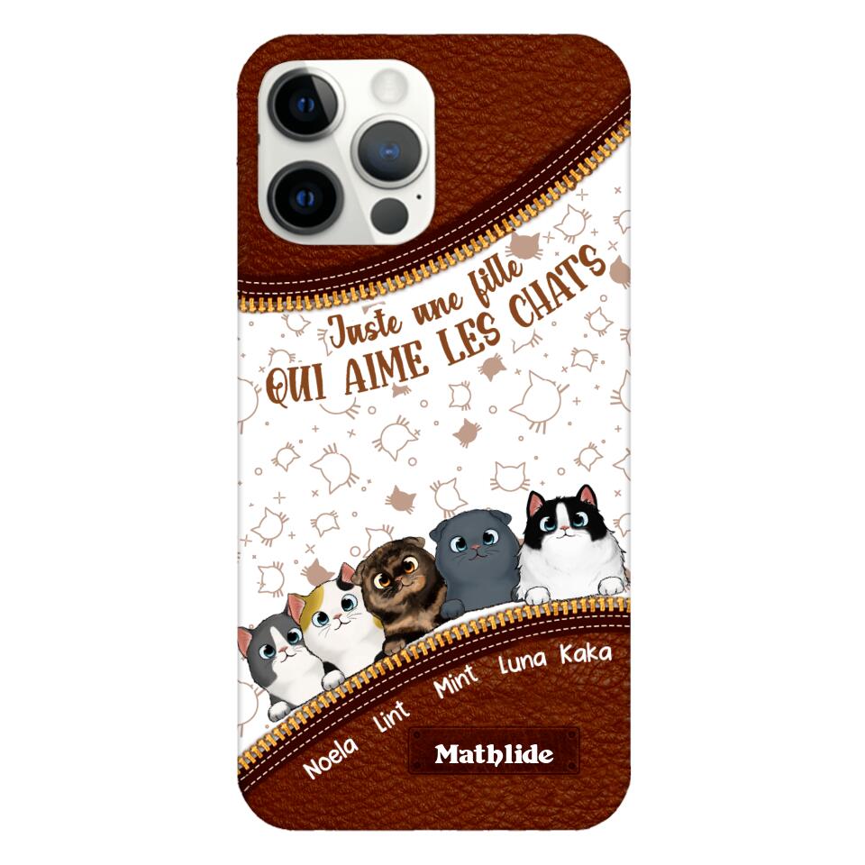 Coque de téléphone personnalisée pour amoureux des chats imprimée 22MAY-DT12