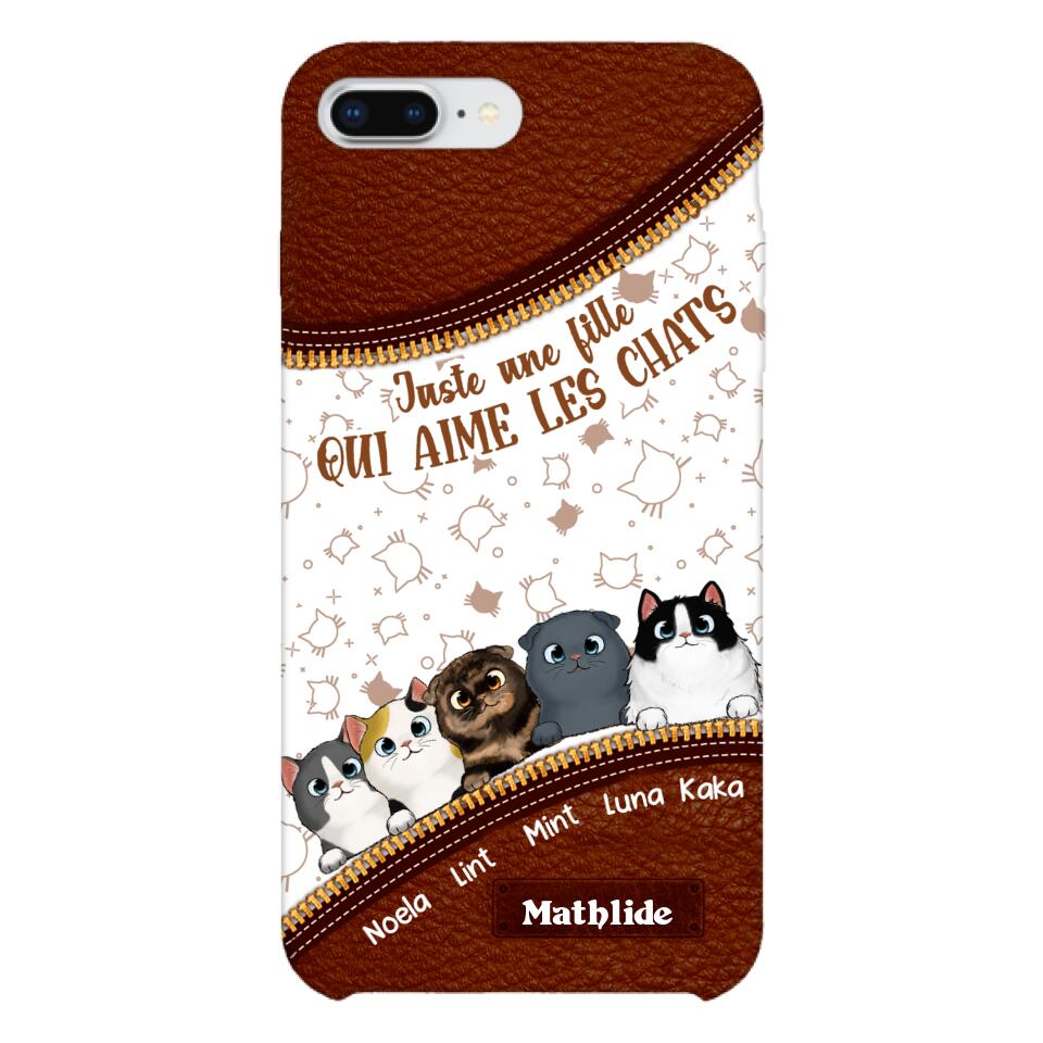 Coque de téléphone personnalisée pour amoureux des chats imprimée 22MAY-DT12