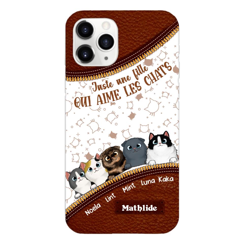 Coque de téléphone personnalisée pour amoureux des chats imprimée 22MAY-DT12