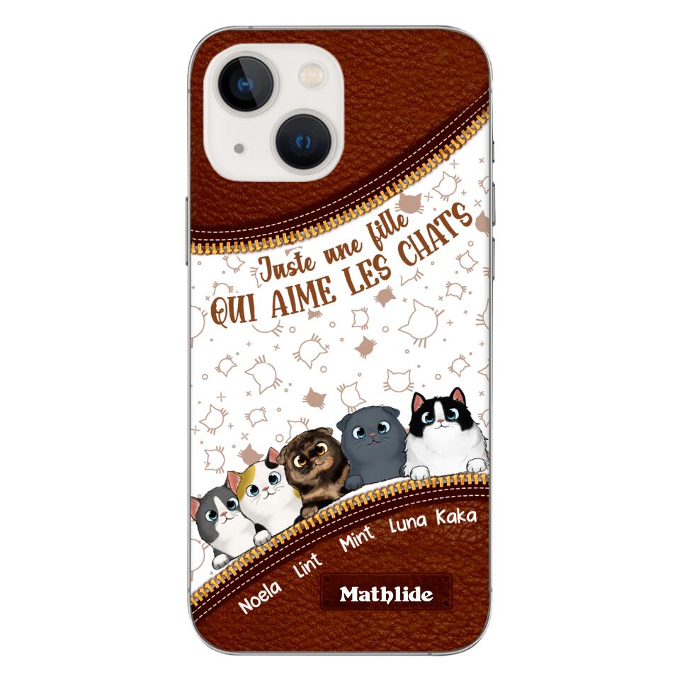 Coque de téléphone personnalisée pour amoureux des chats imprimée 22MAY-DT12