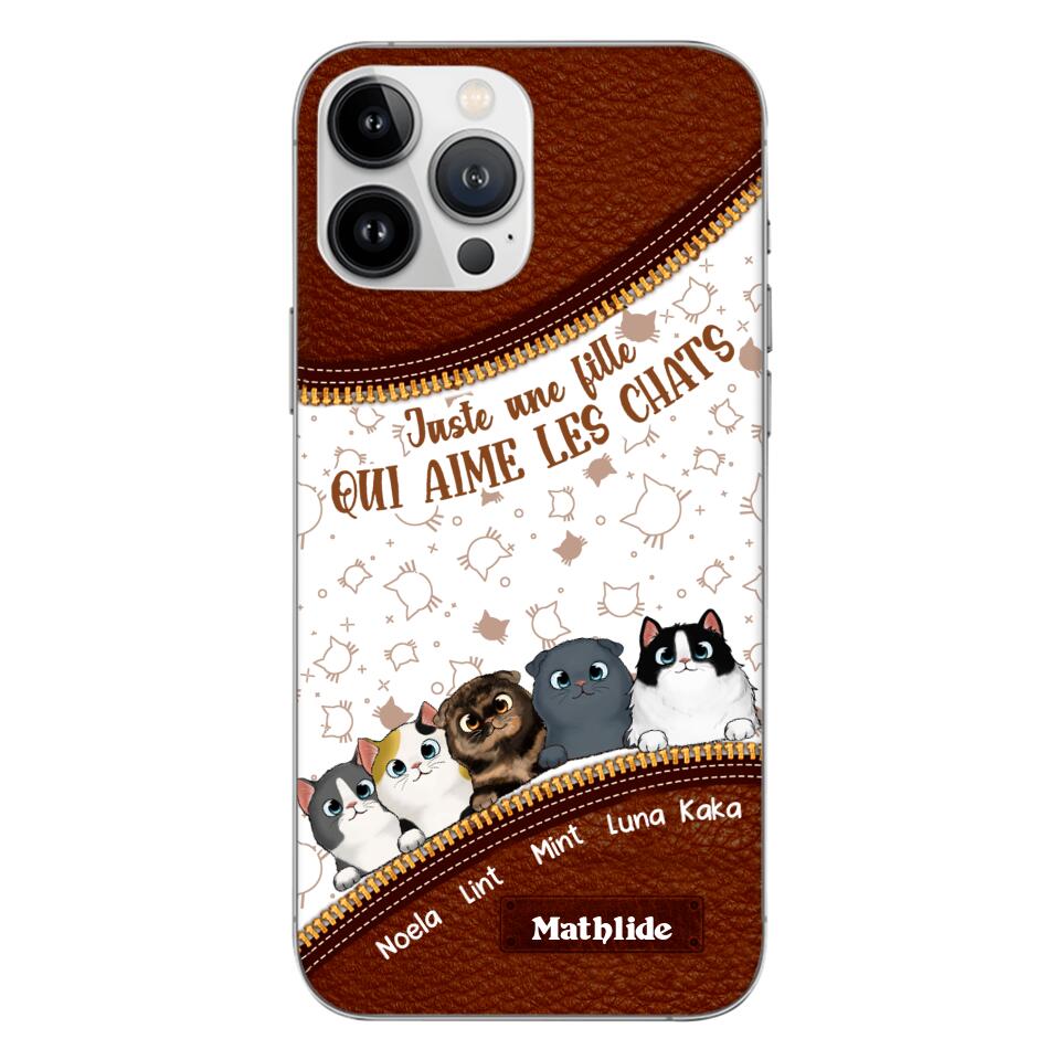 Coque de téléphone personnalisée pour amoureux des chats imprimée 22MAY-DT12