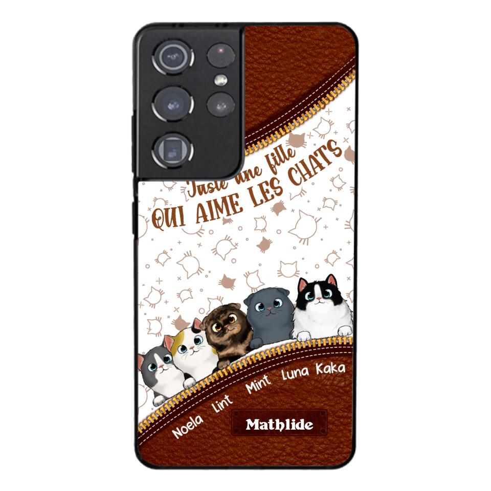 Coque de téléphone personnalisée pour amoureux des chats imprimée 22MAY-DT12