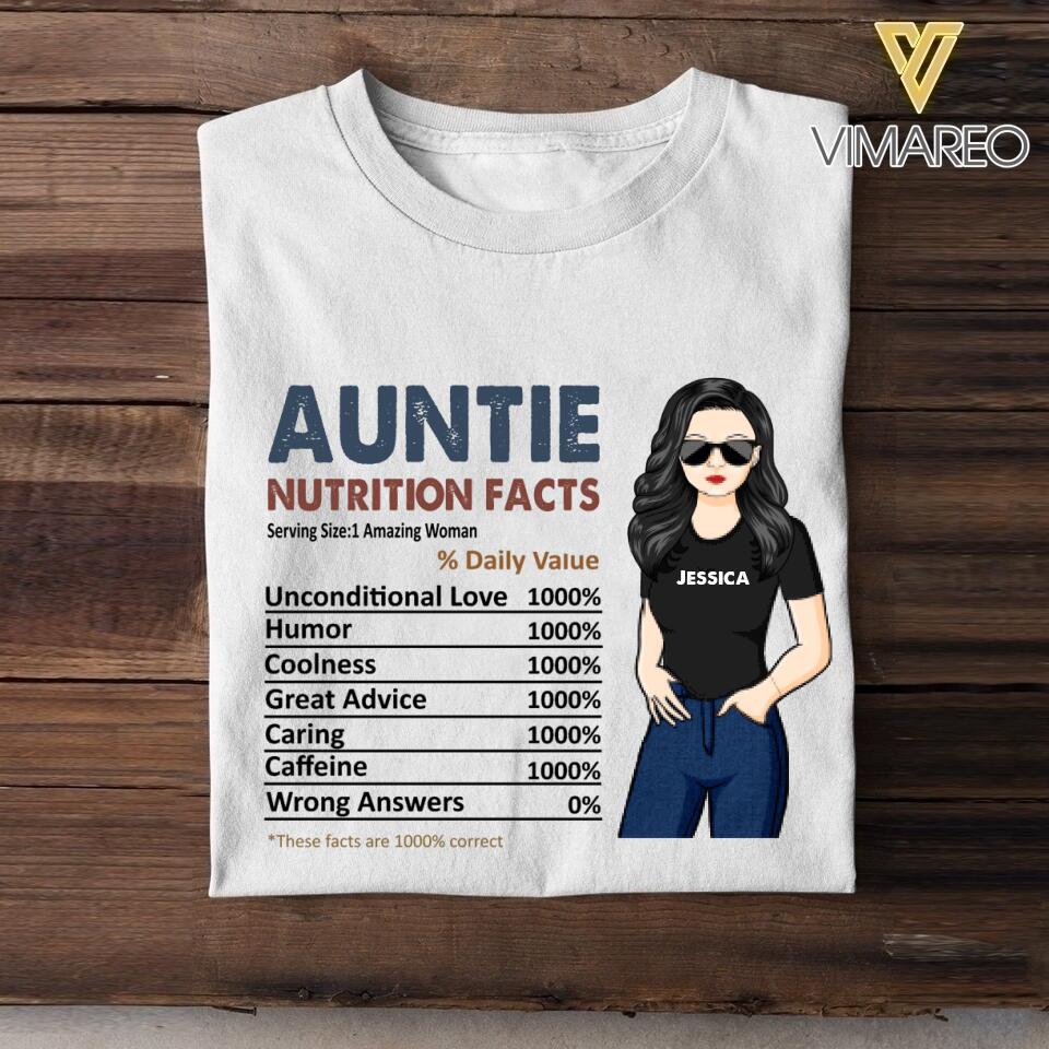 PERSONALIZED AUNTIE NUTRITION FACTS  TSHIRTS NQHC1305