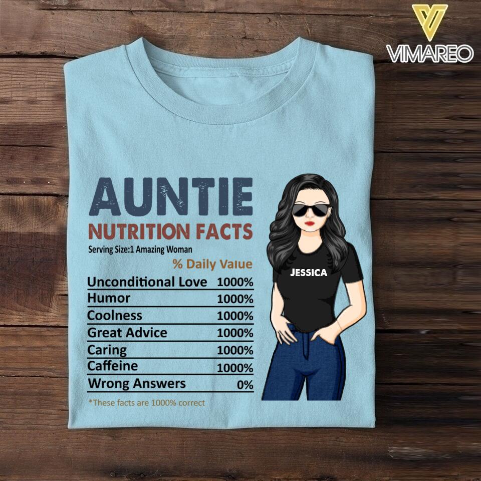 PERSONALIZED AUNTIE NUTRITION FACTS  TSHIRTS NQHC1305