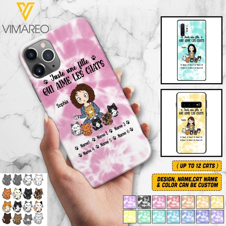 Personalized Girl Love Cat Phone Case Printed 22MAY-HQ13