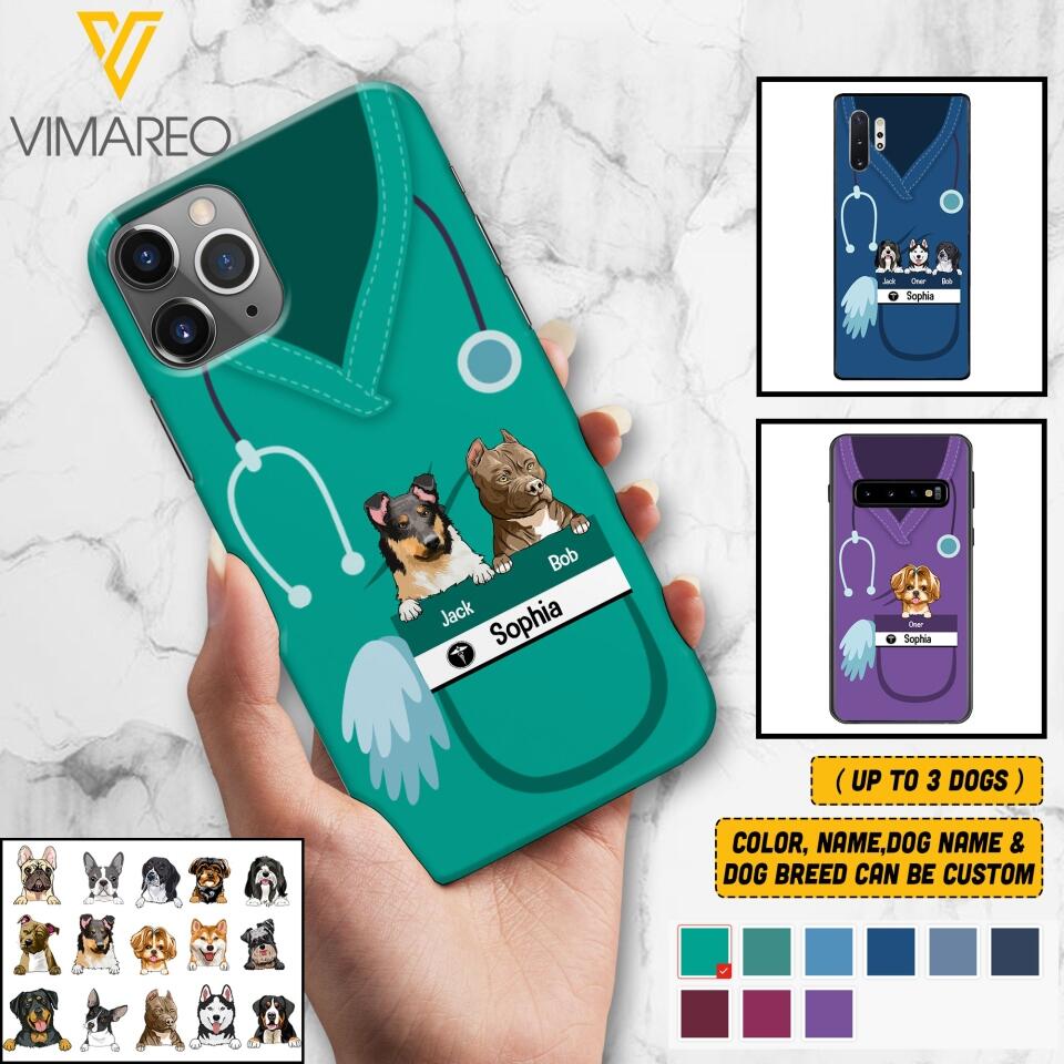 Personalized Nurse Love Dog Phone Case Printed 22MAY-HQ16