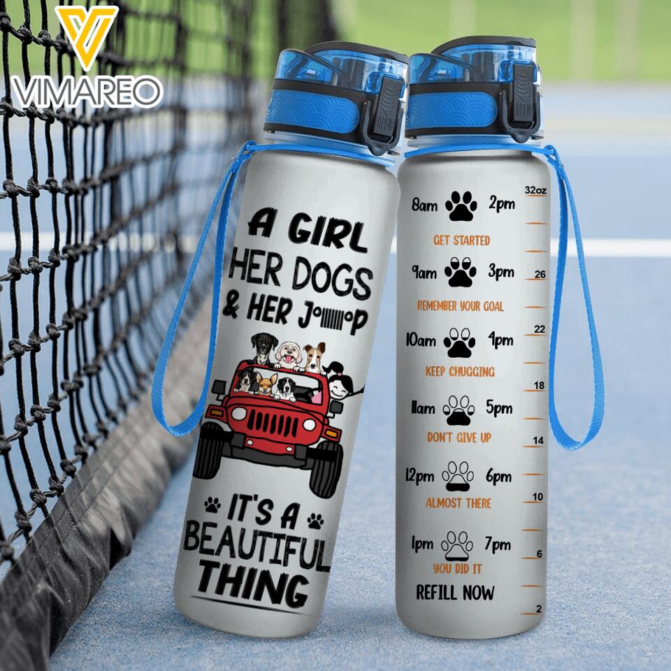 Personalized Jeep Dog Water Tracker Bottle Printed 22MAY-DT17