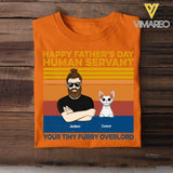 PERSONALIZED HAPPY FATHER'S DAY HUMAN SERVANT CAT BREED TSHIRT QTTN2005