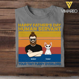 PERSONALIZED HAPPY FATHER'S DAY HUMAN SERVANT CAT BREED TSHIRT QTTN2005