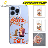 PERSONALIZE TRANSPARENT SILICONE PHONECASE DOG MOM LIFE IS BETTER WITH DOG