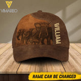 Personalized Elephants Lovers Leather Printed Cap 2105DT
