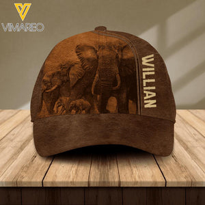 Personalized Elephants Lovers Leather Printed Cap 2105DT