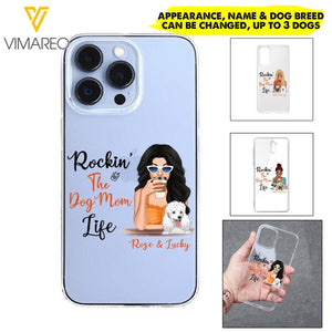 Personalized Rockin's The Dog Mom Life Transparent Silicone Phonecase Printed 22MAY-HC21