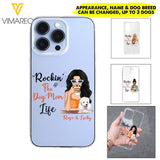 Personalized Rockin's The Dog Mom Life Transparent Silicone Phonecase Printed 22MAY-HC21