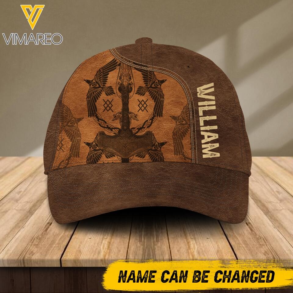 Personalized Viking Leather Printed Cap 2105DT