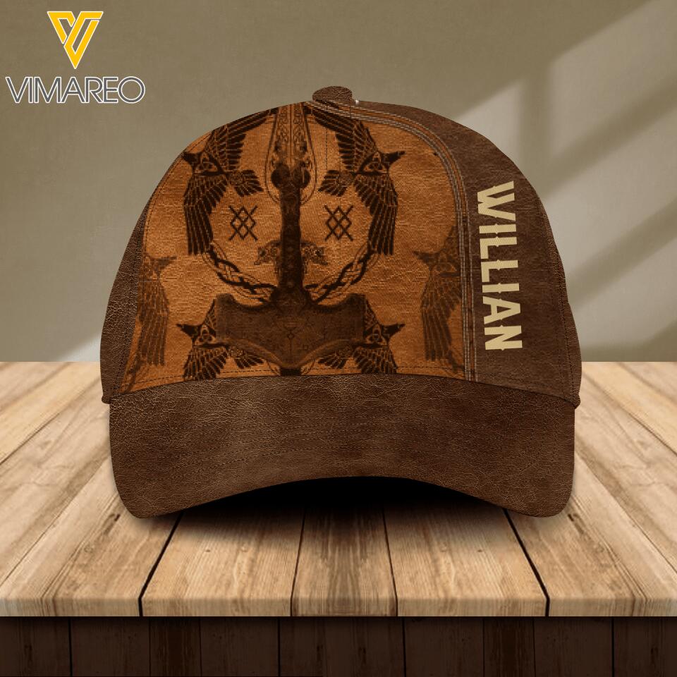 Personalized Viking Leather Printed Cap 2105DT