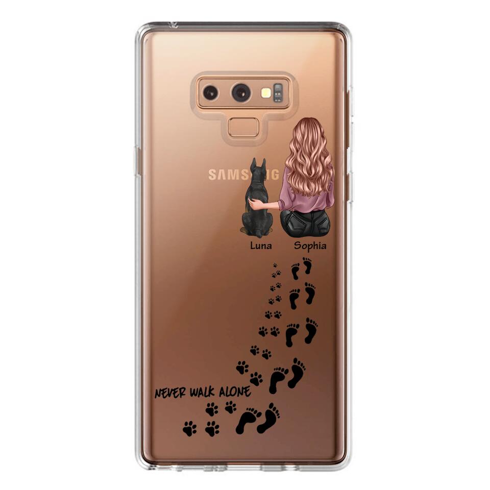 Personalized Never Walk Alone Girl And Dog Transparent Silicone Phonecase Printed 22MAY-LN21