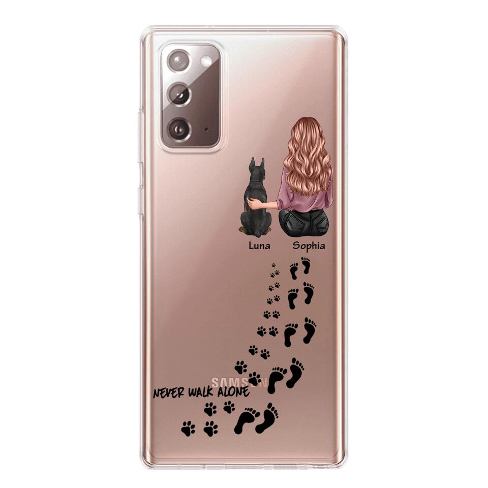 Personalized Never Walk Alone Girl And Dog Transparent Silicone Phonecase Printed 22MAY-LN21
