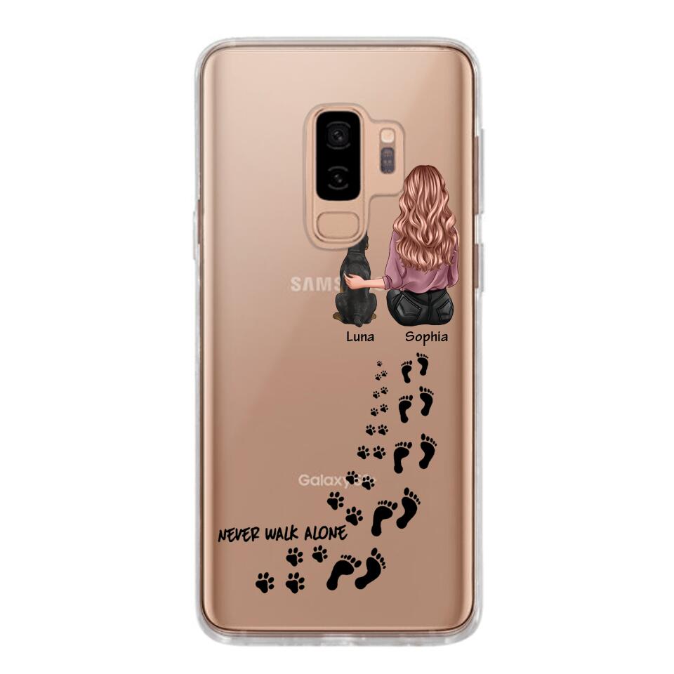 Personalized Never Walk Alone Girl And Dog Transparent Silicone Phonecase Printed 22MAY-LN21