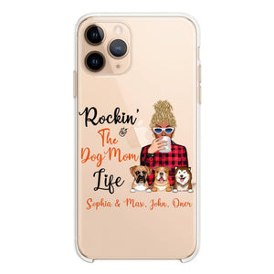 Personalized Rockin's The Dog Mom Life Transparent Silicone Phonecase Printed 22MAY-HC21