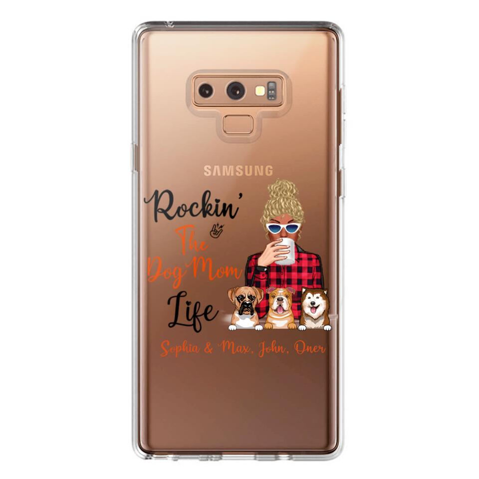 Personalized Rockin's The Dog Mom Life Transparent Silicone Phonecase Printed 22MAY-HC21