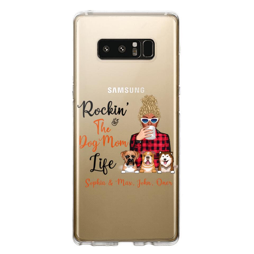 Personalized Rockin's The Dog Mom Life Transparent Silicone Phonecase Printed 22MAY-HC21