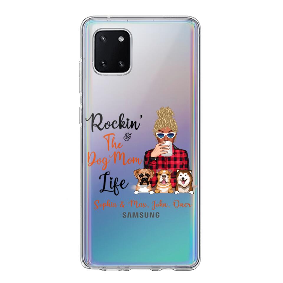 Personalized Rockin's The Dog Mom Life Transparent Silicone Phonecase Printed 22MAY-HC21
