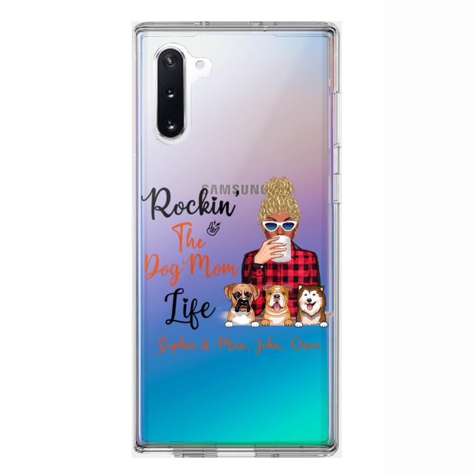 Personalized Rockin's The Dog Mom Life Transparent Silicone Phonecase Printed 22MAY-HC21