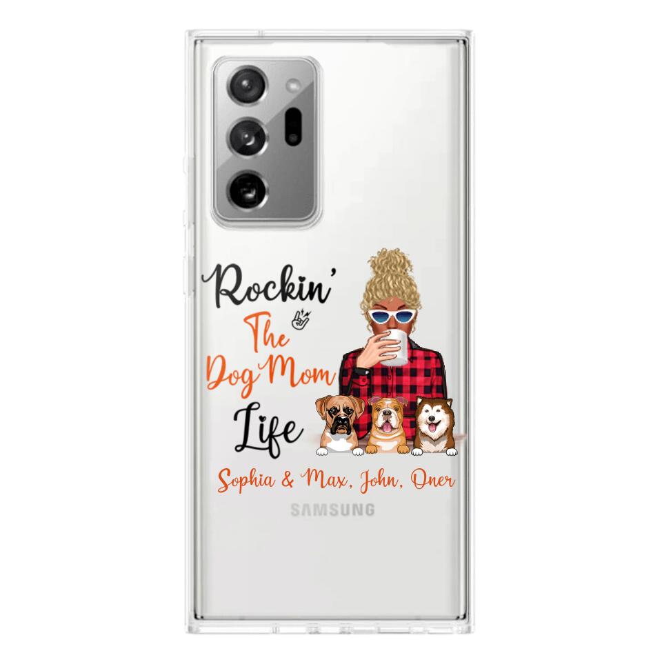 Personalized Rockin's The Dog Mom Life Transparent Silicone Phonecase Printed 22MAY-HC21
