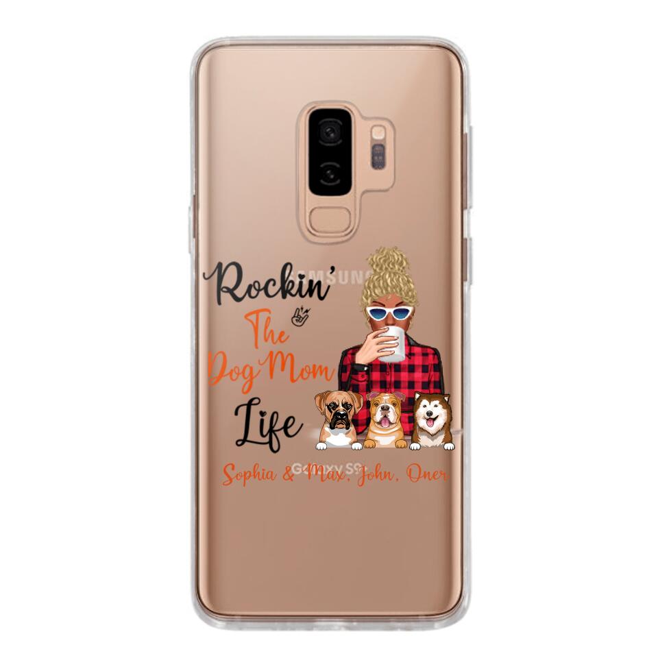 Personalized Rockin's The Dog Mom Life Transparent Silicone Phonecase Printed 22MAY-HC21